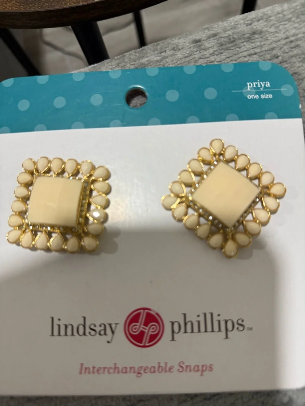 Lindsey Philips gold and tan diamond Priya interchangeable shoe snaps